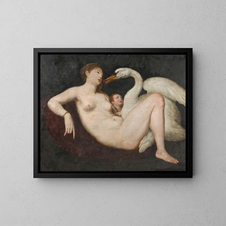 Leda and the Swan - Gillis Coignet — framed artwork on a wall
