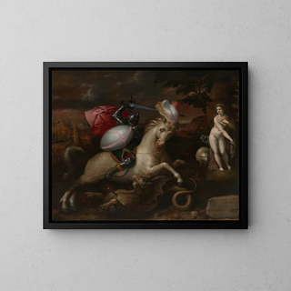 Saint Georges terrassant le dragon - Gillis Coignet — framed artwork on a wall