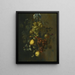 a painting featuring a garland of grapes, apples, and pears hanging from a nail with snails, butterflies, and a parrot - Gillis Gillisz de Bergh — framed artwork on a wall