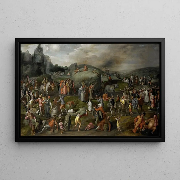 Allegory of abuses by the authorities of the Church and the State - Gillis Mostaert — framed artwork on a wall