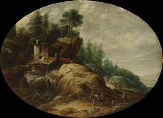 Moulin à eau près d'un affleurement boisé - Gillis Peeters l'Ancien — artwork view