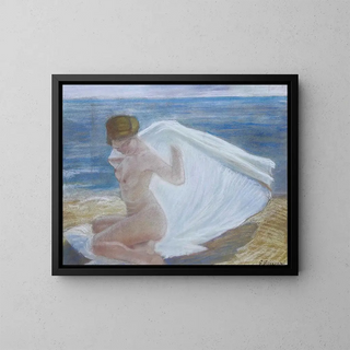 Lady by the Sea - Gino Piccioni — framed artwork on a wall