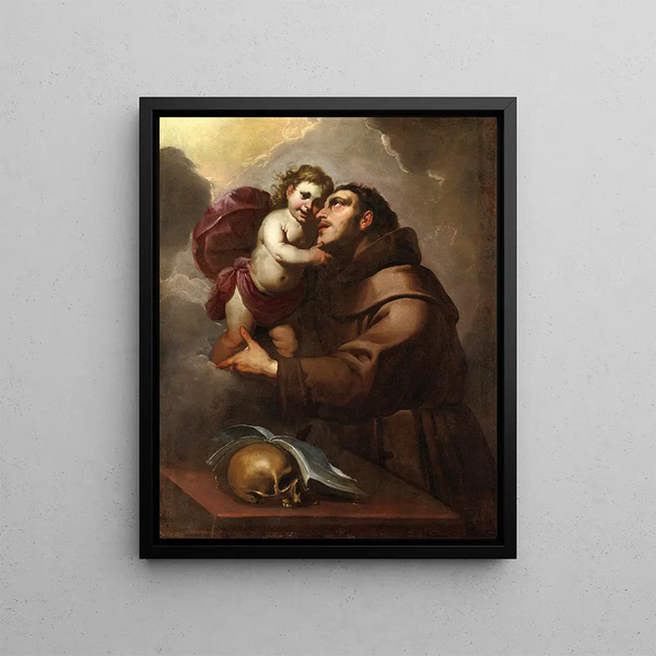 Saint Anthony of Padua with the Child Jesus - Gioacchino Assereto — framed artwork on a wall