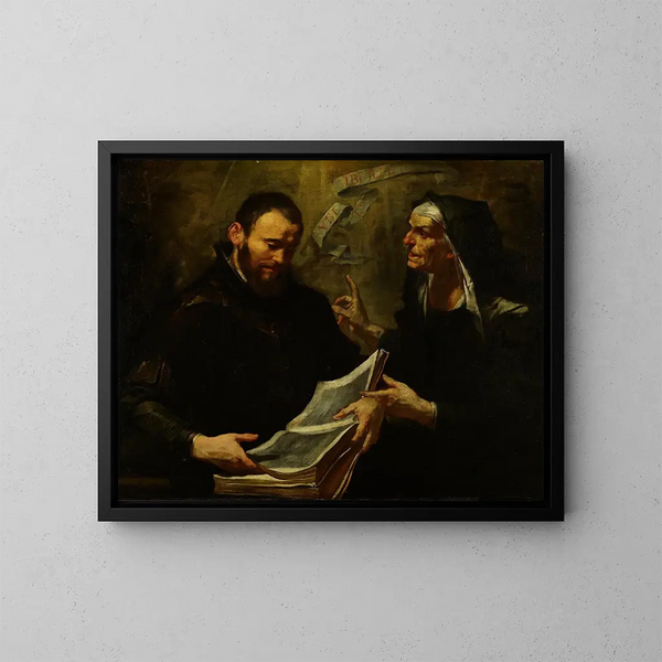 Saint Augustine and Saint Monica - Gioacchino Assereto — framed artwork on a wall