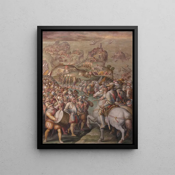 Capture of Porto Ercole - Giorgio Vasari — framed artwork on a wall