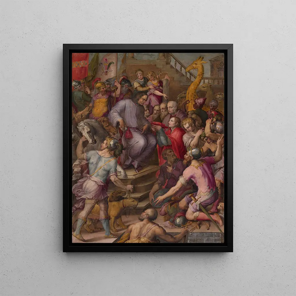 Laurent the Magnificent receives homage from ambassadors - Giorgio Vasari — framed artwork on a wall