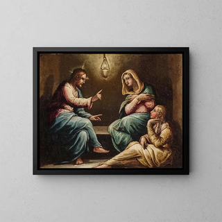 The Christ in the house of Martha and Mary - Giorgio Vasari and Workshop — framed artwork on a wall
