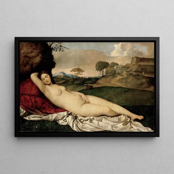 Venus Sleeping - Giorgione — framed artwork on a wall