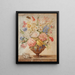 Flower painting in a lapis lazuli vase on a marble tray with a conch shell and a monarch butterfly - Giovanna Garzoni — framed artwork on a wall