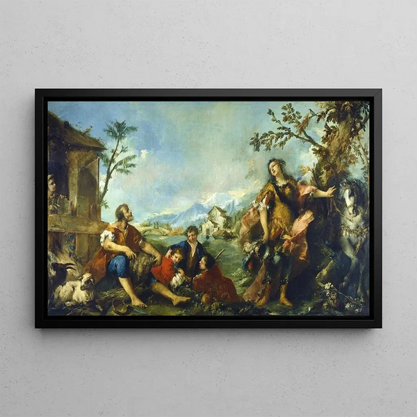 Erminia et les bergers - Giovanni Antonio Guardi — framed artwork on a wall