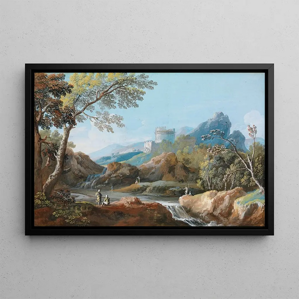 The Tomb of Cecilia Metella on the Appian Way near Rome - Giovanni Battista Busiri — framed artwork on a wall