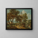 a landscape in the Italian style with a view of Lake Garda and Salò in the distance, with characters on a bridge - Giovanni Battista Cimaroli — framed artwork on a wall