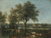 River landscape painting with a shepherd and a flock - Giovanni Battista Cimaroli — artwork view