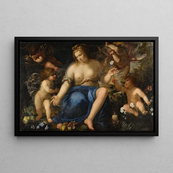 Allegory of the Earth with the four seasons - Giovanni Battista Discepoli — framed artwork on a wall