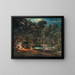 Figures près d'un campement dans un paysage nocturne - Giovanni Battista Innocenzo Colombo — framed artwork on a wall