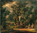Travelers in a nocturnal landscape with lightning - Giovanni Battista Innocenzo Colombo — artwork view