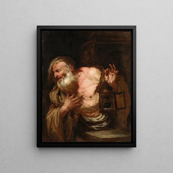Diogenes - Giovanni Battista Langetti — framed artwork on a wall