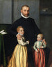 Portrait of a gentleman and his two children - Giovanni Battista Moroni — artwork view