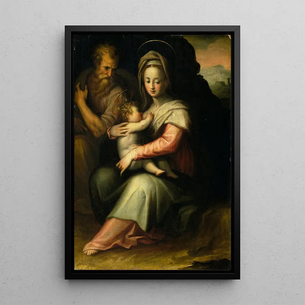 The Rest During the Flight into Egypt - Giovanni Battista Naldini — framed artwork on a wall