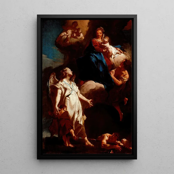 La Vierge apparaissant à l'Ange gardien - Giovanni Battista Piazzetta — framed artwork on a wall