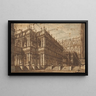 An ancient forum with porticoes - Giovanni Battista Piranesi — framed artwork on a wall