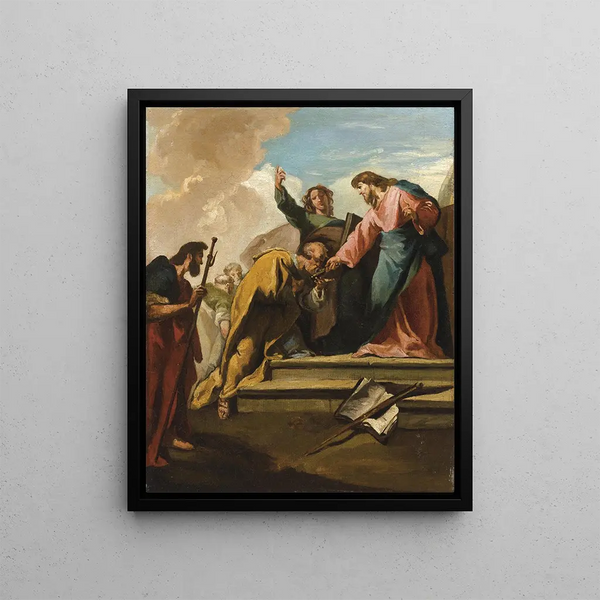 The Christ and Saint Peter - Giovanni Battista Pittoni — framed artwork on a wall