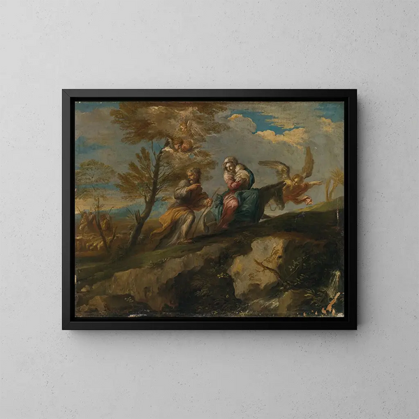 The Flight into Egypt - Giovanni Battista Ranieri Del Pace — framed artwork on a wall