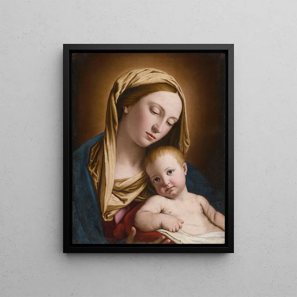 Virgin and Child - Giovanni Battista Salvi da Sassoferrato — framed artwork on a wall