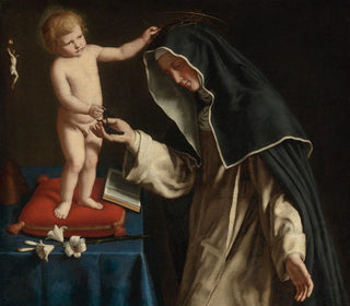 Saint Catherine of Siena receiving the crown of thorns from the Child Jesus - Giovanni Battista Salvi da Sassoferrato — artwork view