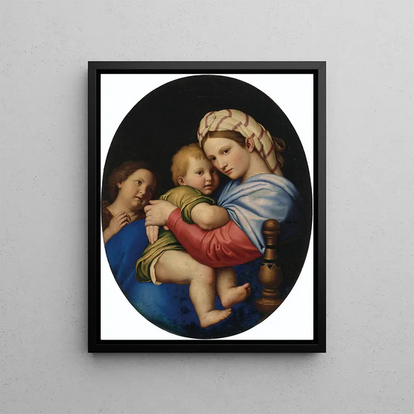The Virgin and Child with the Little Saint John the Baptist - Giovanni Battista Salvi da Sassoferrato — framed artwork on a wall