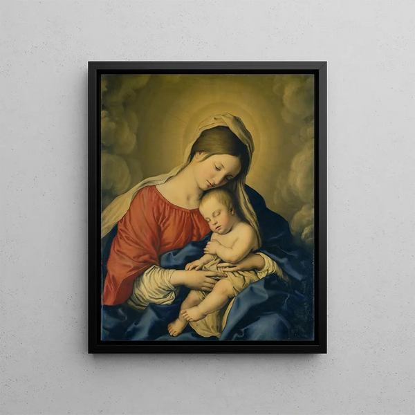 La Vierge à l'Enfant - Giovanni Battista Salvi da Sassoferrato — framed artwork on a wall