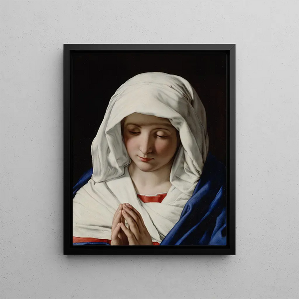 The Virgin in Prayer - Giovanni Battista Salvi da Sassoferrato — framed artwork on a wall