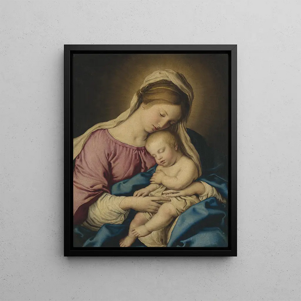 Virgin and Child - Giovanni Battista Salvi da Sassoferrato — framed artwork on a wall