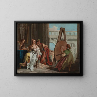 Alexander the Great and Campaspe in Apelles' workshop - Giovanni Battista Tiepolo — framed artwork on a wall