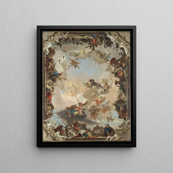 Allegory of the planets and continents - Giovanni Battista Tiepolo — framed artwork on a wall