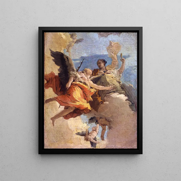 Allégorie de la vertu et de la noblesse - Giovanni Battista Tiepolo — framed artwork on a wall