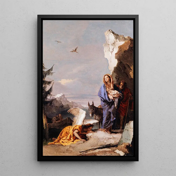 The Flight into Egypt - Giovanni Battista Tiepolo — framed artwork on a wall