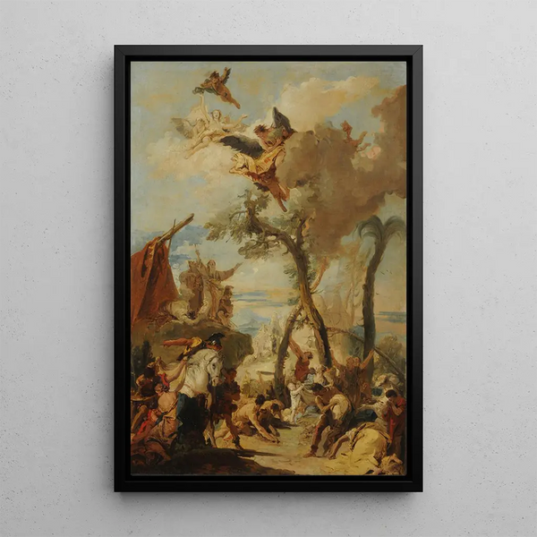 Les Hébreux recueillant la manne dans le désert - Giovanni Battista Tiepolo — framed artwork on a wall