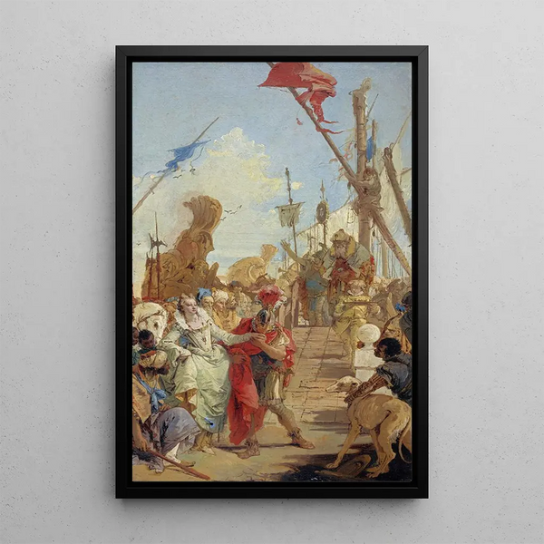 La Rencontre d'Antoine et Cléopâtre - Giovanni Battista Tiepolo — framed artwork on a wall