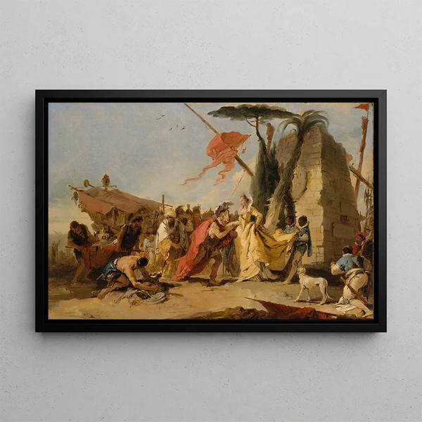 La Rencontre d'Antoine et Cléopâtre - Giovanni Battista Tiepolo — framed artwork on a wall