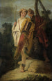 Young man with bow and large quiver and his companion with a shield - Giovanni Battista Tiepolo — artwork view