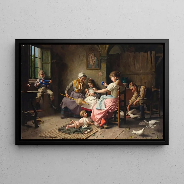 Landscape of the countryside with wandering monk - Giovanni Battista Torriglia — framed artwork on a wall