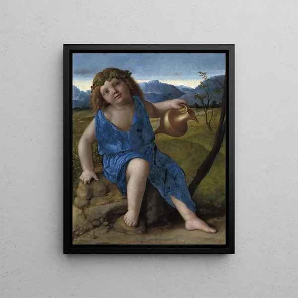 L'enfant Bacchus - Giovanni Bellini — framed artwork on a wall