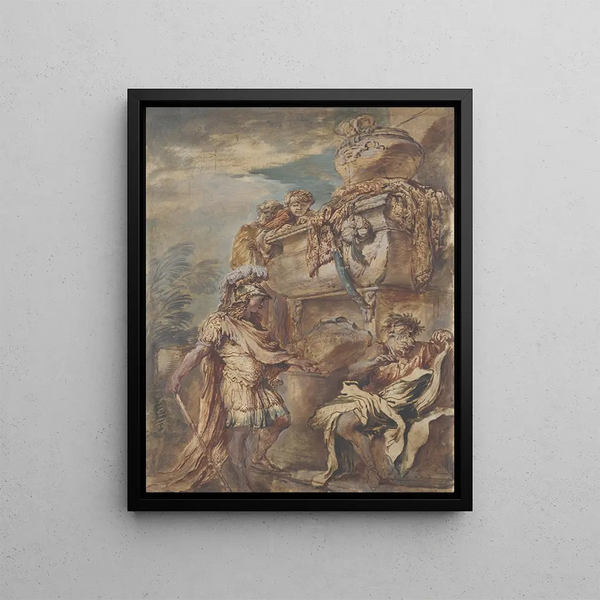 Alexandre au tombeau de Cyrus - Giovanni Benedetto Castiglione — framed artwork on a wall