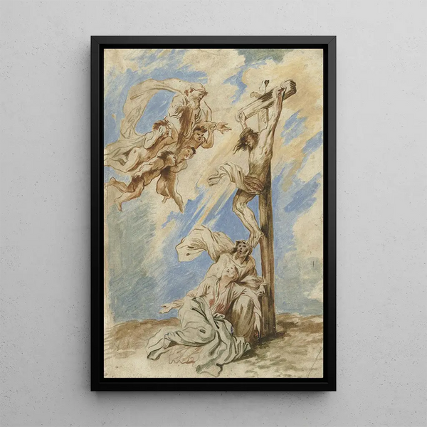 The Christ on the Cross - Giovanni Benedetto Castiglione — framed artwork on a wall