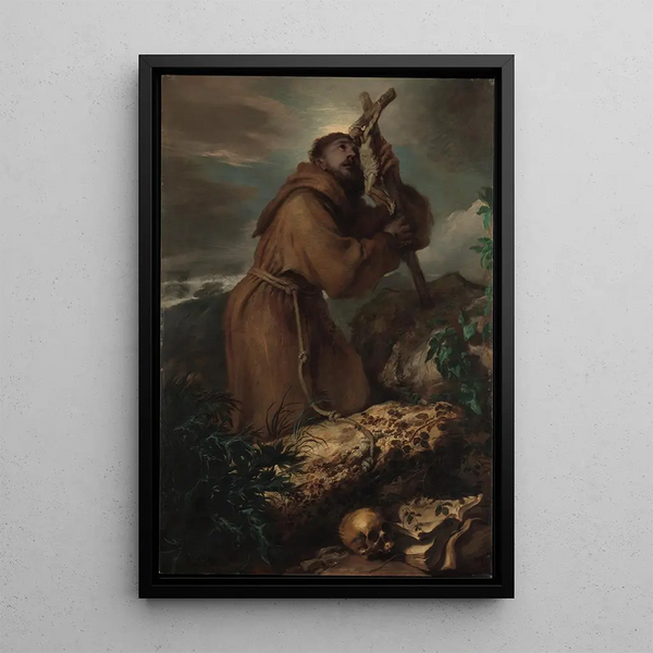 Saint François en extase - Giovanni Benedetto Castiglione — framed artwork on a wall