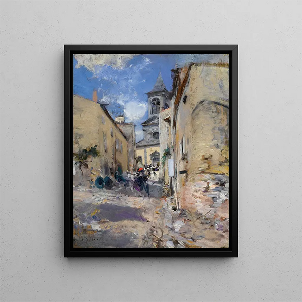 Church in the Countryside - Giovanni Boldini — framed artwork on a wall