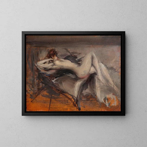 Female Nude Painting - Giovanni Boldini — framed artwork on a wall