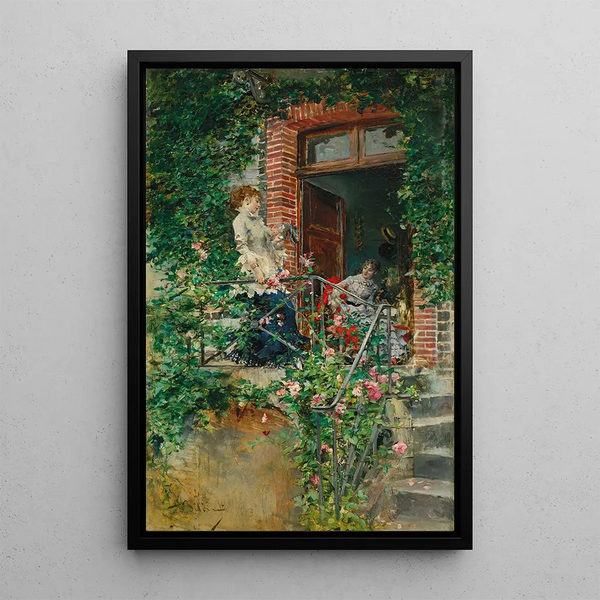 On the terrace - Giovanni Boldini — framed artwork on a wall