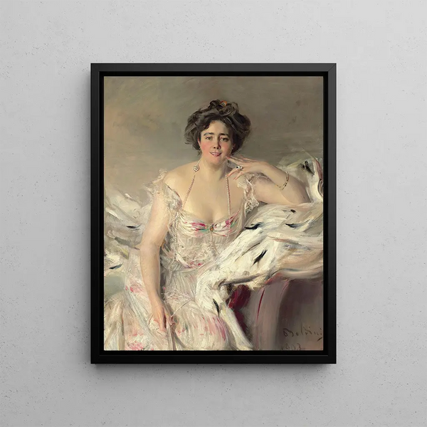 Portrait of Lady Nanne Schrader and Wiborg - Giovanni Boldini — framed artwork on a wall